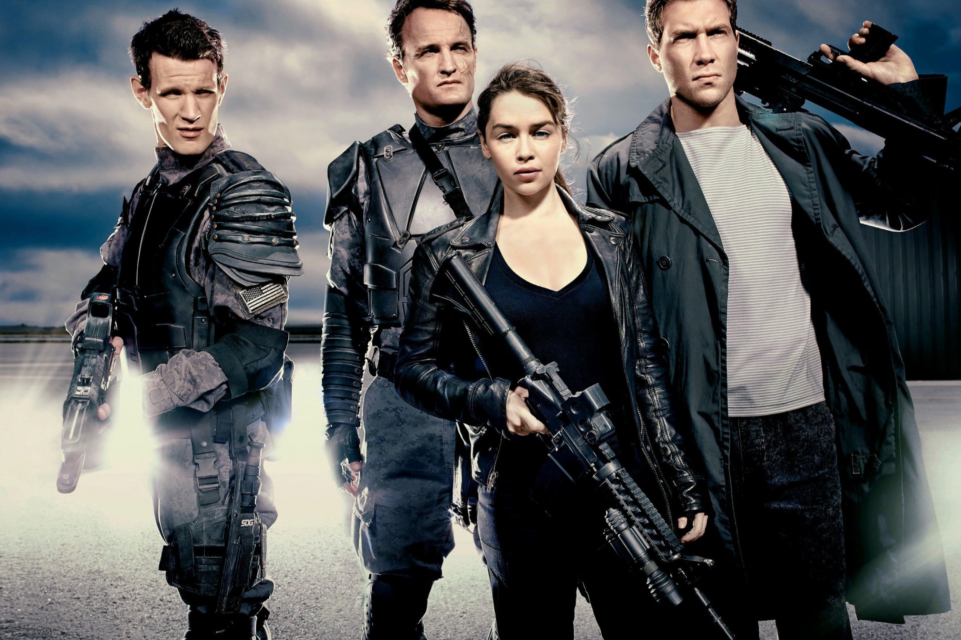 terminator: genèse matt smith jason clark jason clarke john connor emilia clarke sarah connor jai courtney jay courtney kyle reese fiction combattants armes