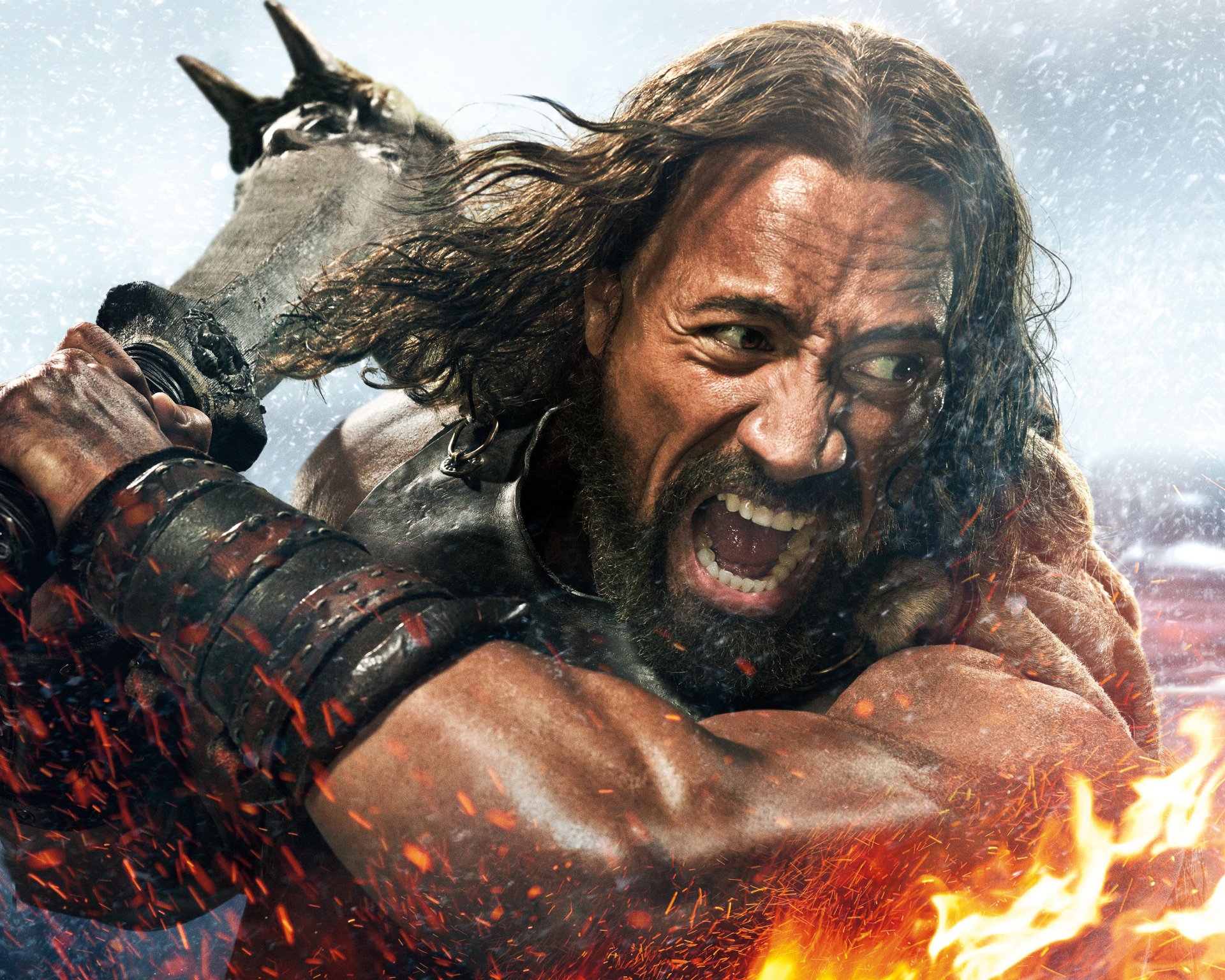 hércules hércules cine película 2014 dwayne johnson acción aventura fantasía mitológica héroe luchador hombre cuerpo armadura arma cabello cara fuego efecto situación hd fondo de pantalla