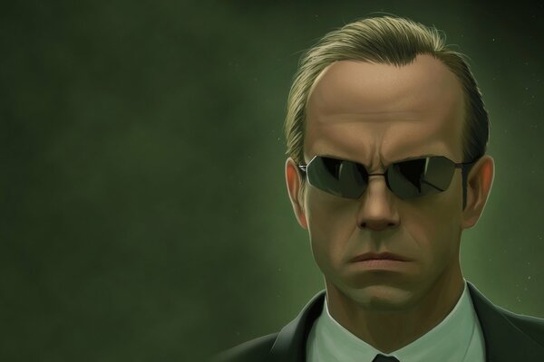 Agente Smith con gafas de la película Matrix 