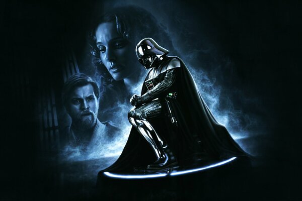 Darth Vader stoi na jednym kolanie