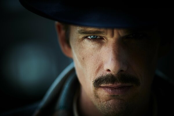Ethan Hawke close-up with mustache