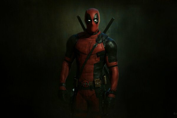 Deadpool from Marvel comics on a black background