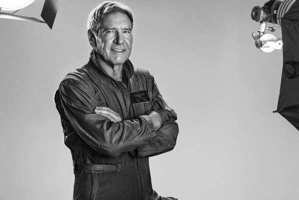 Harrison Ford in the movie The Expendables 3 , as drummer Max