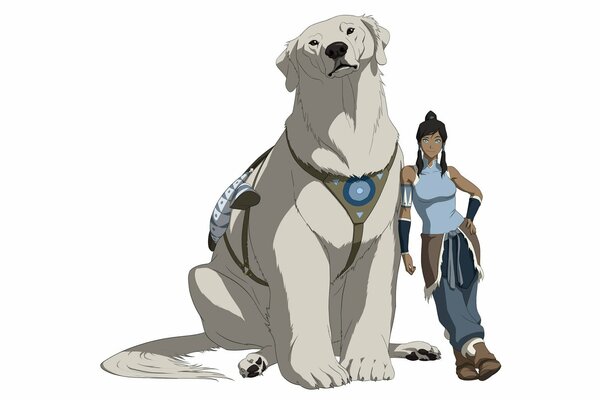 A girl with a huge dog