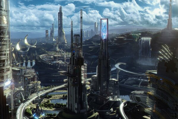 A fantastic city of the world of the future