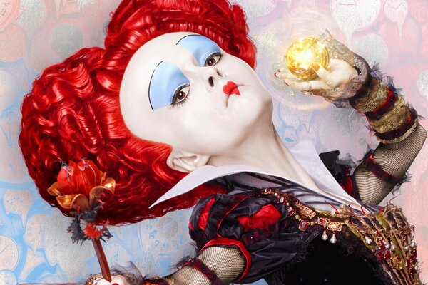 The heroine of the film Alice through the looking glass. The Queen of Hearts