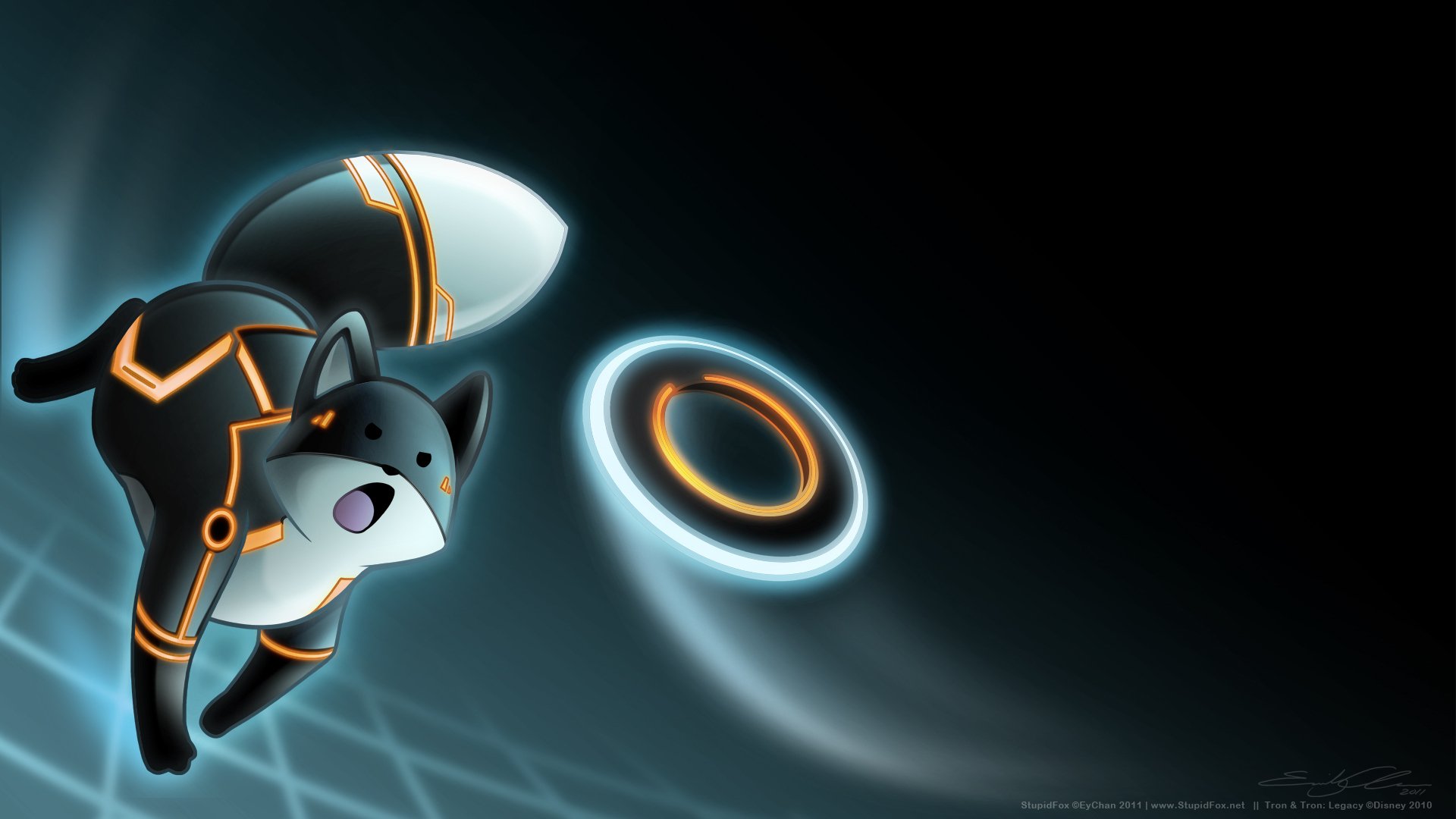 tron: legacy fan art foxx sciocco luce del disco