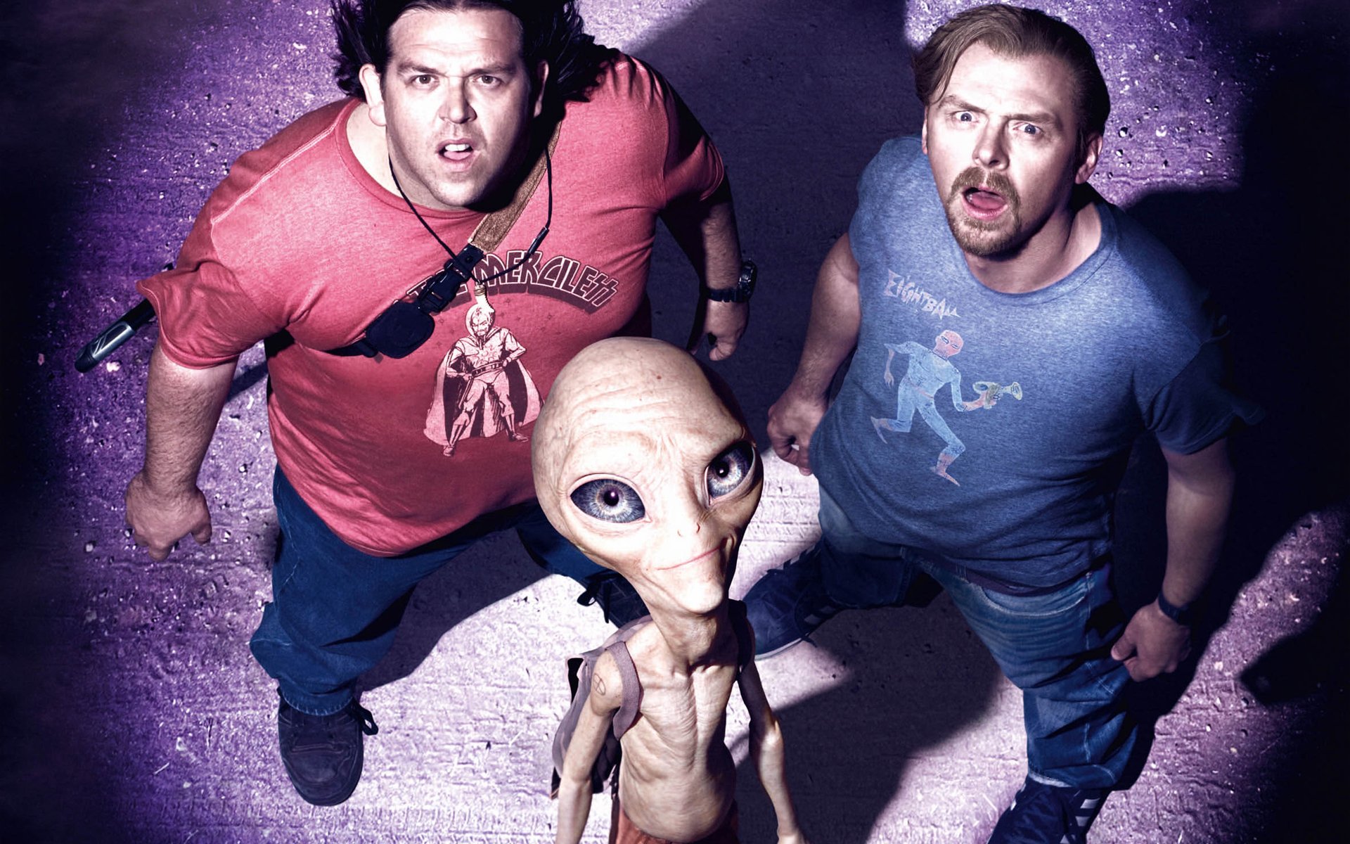 ex: secret materialchik paul alien stranger simon pegg nick frost surprised light beam