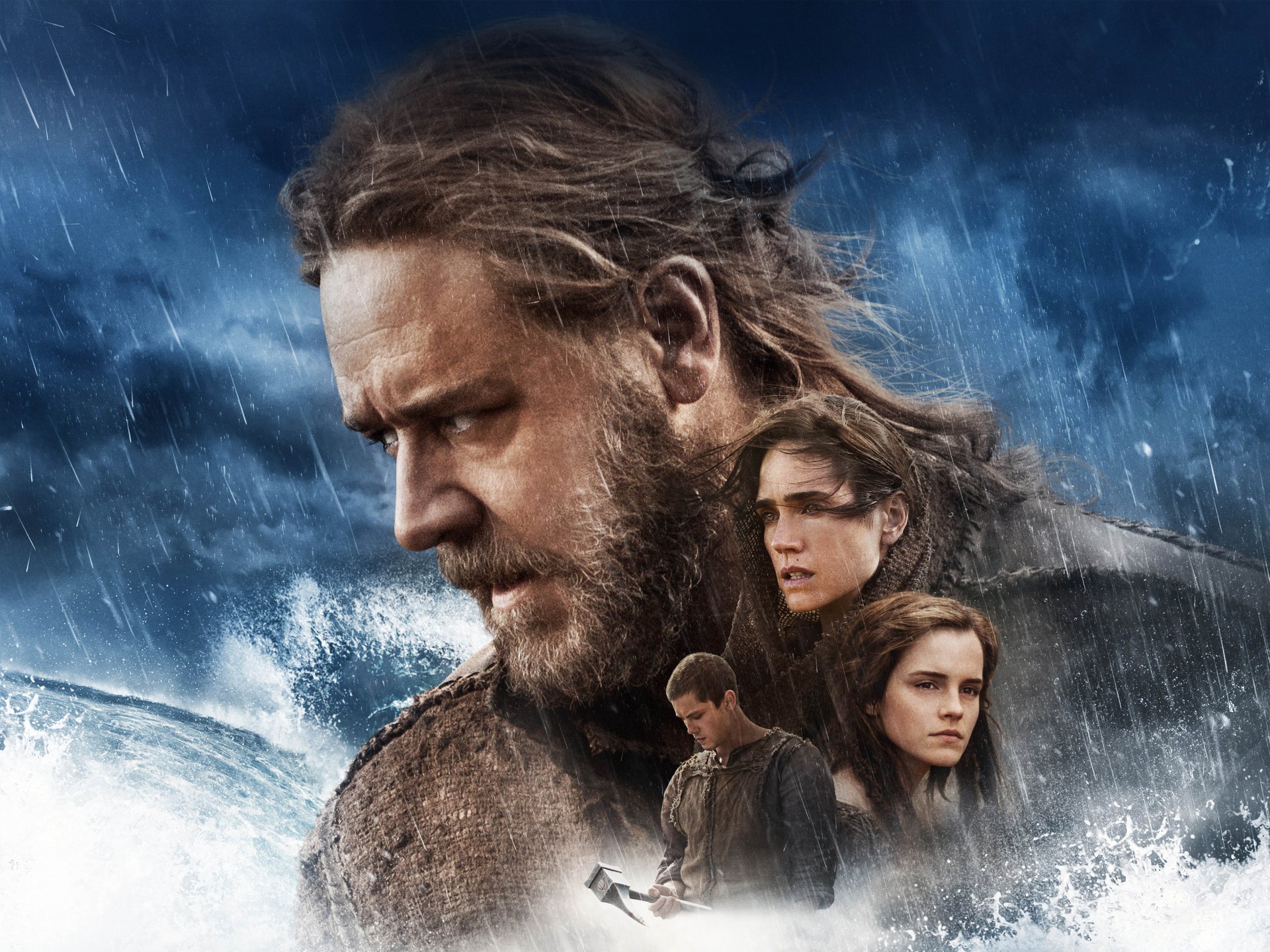 arca di noè film film 2014 russell crowe noah jennifer connelly naameh emma watson ila logan lerman prosciutto azione avventura dramma fantasia paramount pictures mare onde burrus nuvole fulmini per gli uomini uomo ragazze capelli viso mantello lancia arma hd sfondi