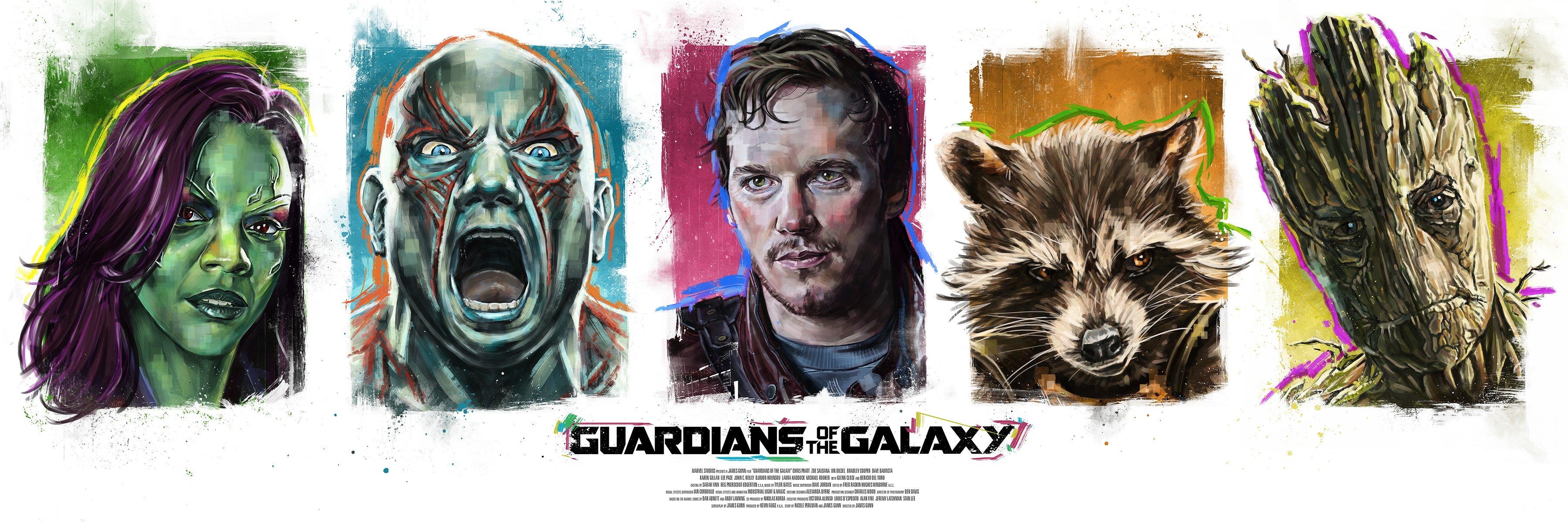 strażnicy galaktyki star-lord rocket groot drake gamora