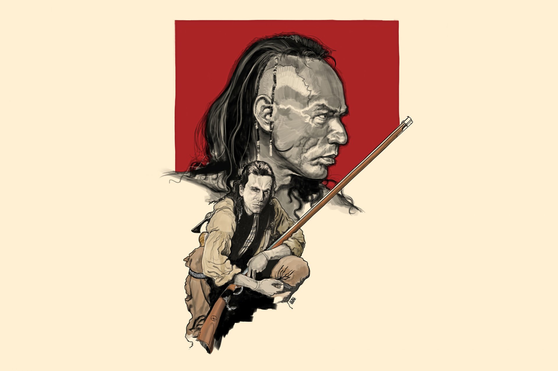 el último de los mohicanos daniel day-lewis ojo de halcón wes study magua clásico arte