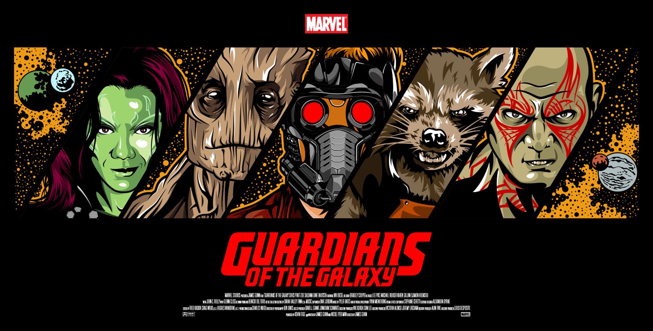 guardiani della galassia star-lord gamora rissa groot razzo