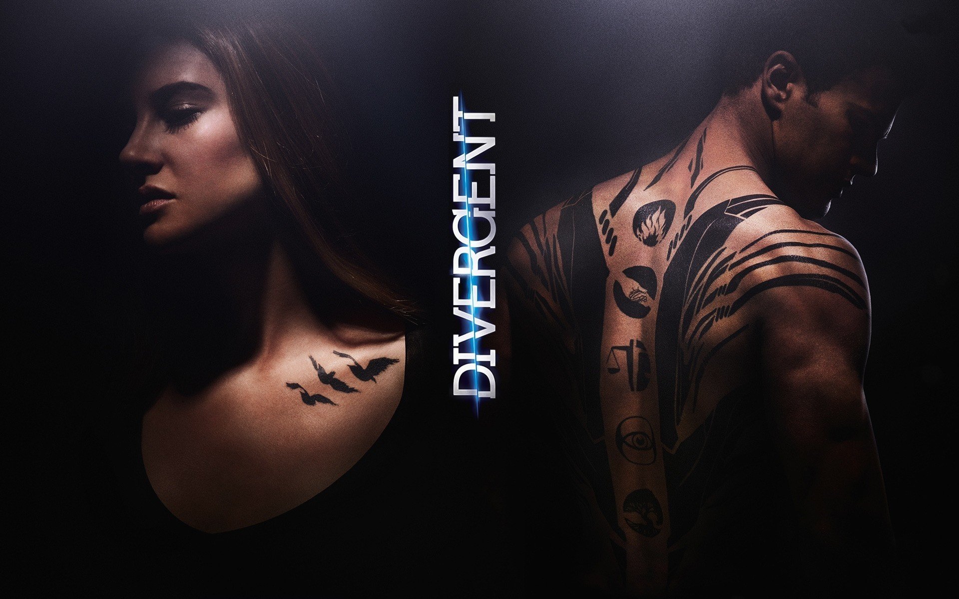 divergent 2014 theo james vier mann tattoo film mädchen frau woodley beatrice auge feuer vögel waage lagerfeuer