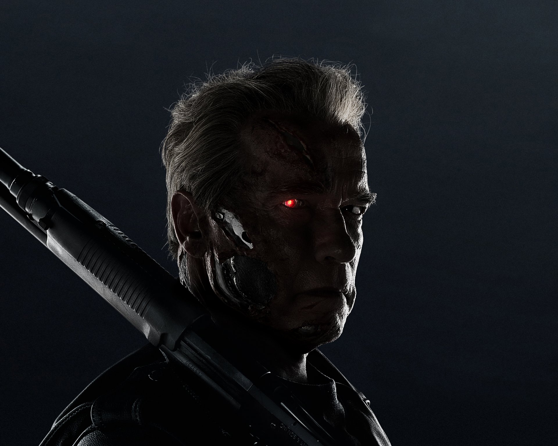 terminator: genesis terminator 5 film film 2015 arnold schwarzenegger azione avventura fantascienza thriller robot pistola arma pericolo faccia rosso occhi oscurità hd sfondi