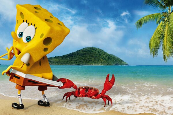 SpongeBob pulled out of the water