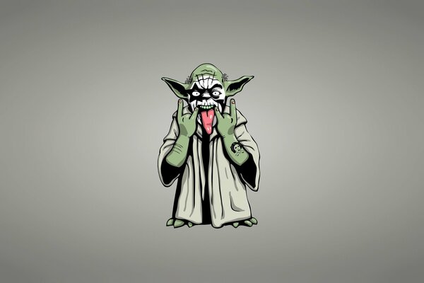 A character from Star Wars on a gray background