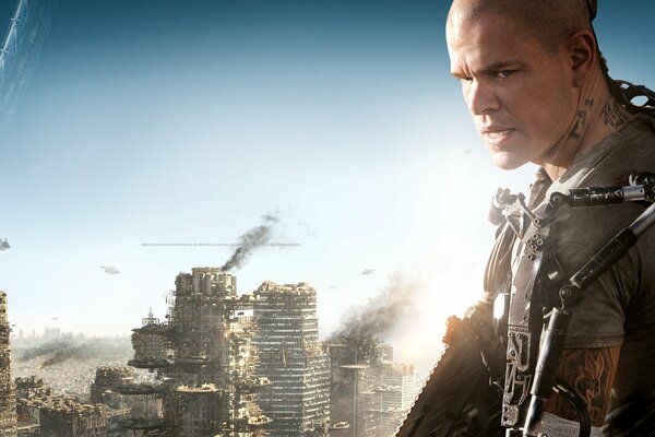 Matt Damon di Elysium paradise on Earth