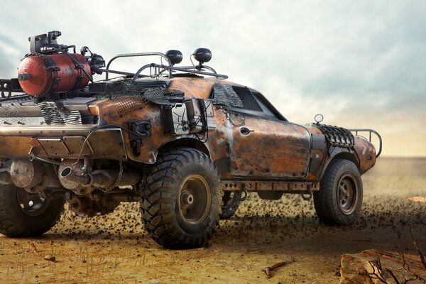 El auto cargado de Mad Max en el desierto