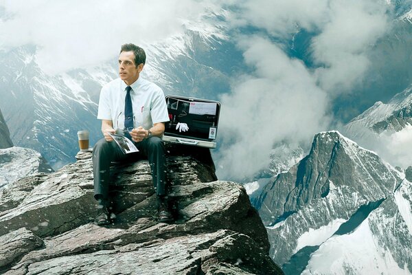 Ben Stiller on the Mountain from the movie The Secret Life of Walter Mitty