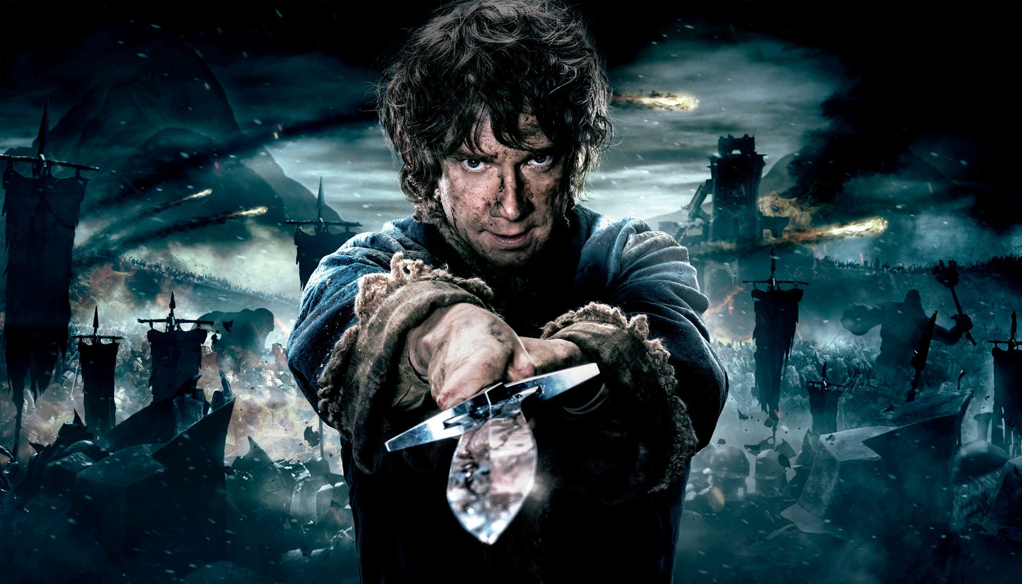 full extended the hobbit : the battle of the five armies denote the hobbit battle of five army movie movie 2014 year martin freeman bilbo baggins new line cinema mgm metro goldwyn mayer warner bros. pictures adventure fantasy man with weapons sword vr