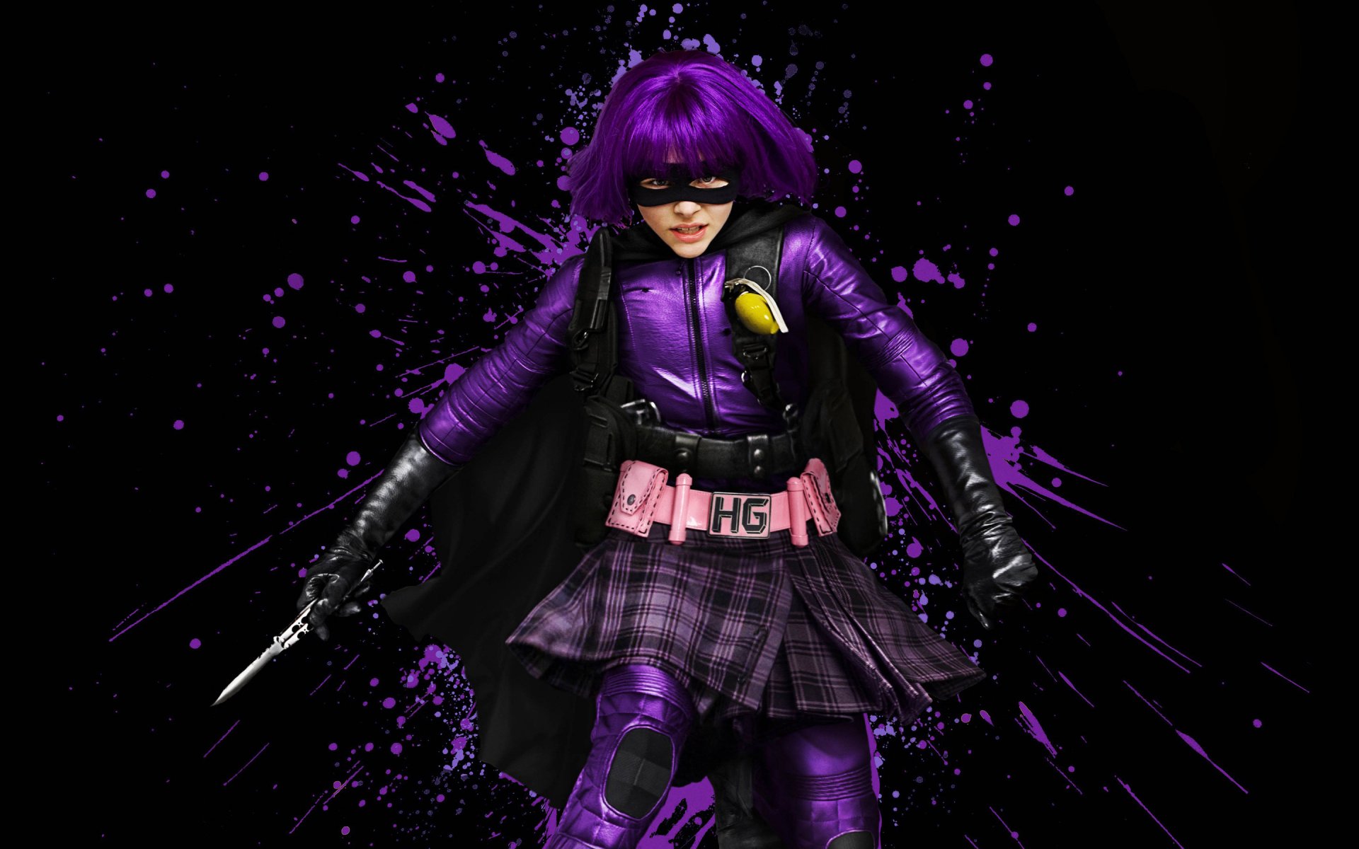 kick-ass 2 kick-ass 2 chloe grace moretz asesino traje chaleco máscara cuchillo fondo negro