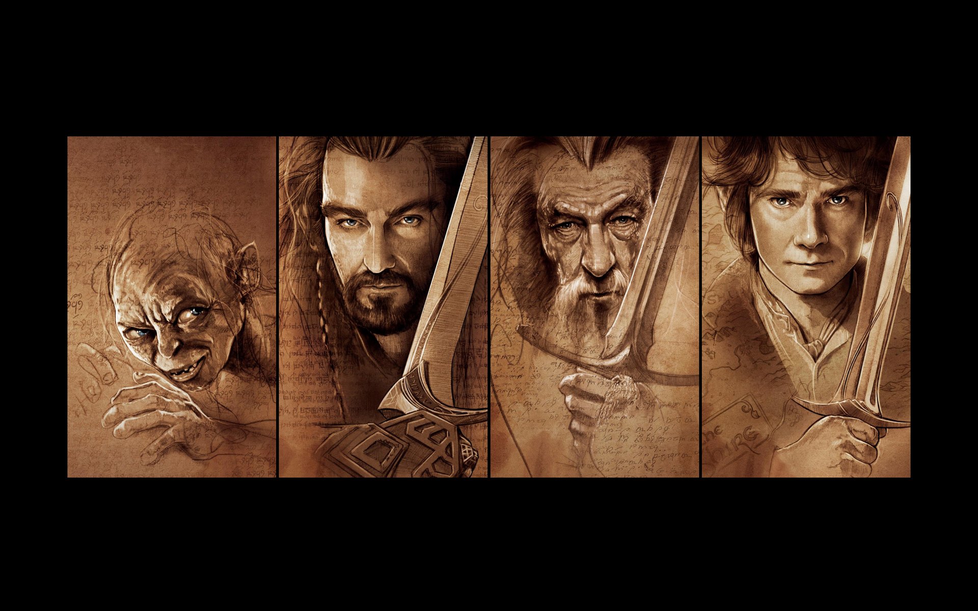 hobbit gollum torin gandalf bilbo schwerter