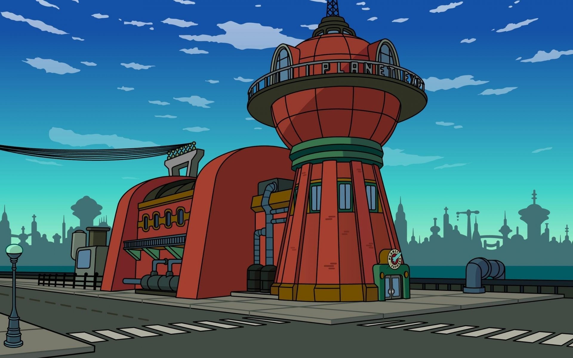 futurama planète express bâtiment rue