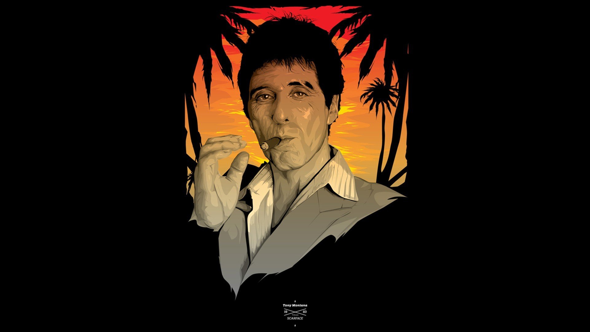 twarz z blizną 1983 tony montana tło