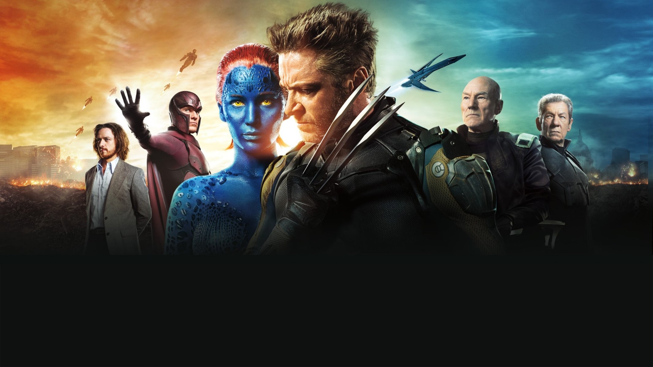 X-men: Days of the past future x-men days of the future past movie movie 2014 hugh jackman Logan Jim wolverine Jennifer Lawrence Raven Mystique James McAvoy Patrick Stewart old professor Charles Xavier Michael Fassbender Ian McKellen Eric