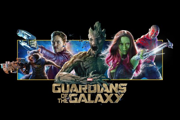 Guardianes de la galaxia o Star Lord gamora. Rocket mapache Batista Vin Drax destructor con: Chris Pratt, Zoe Saldana, Vin diesel Groth, Bradley Cooper y Peter quill 