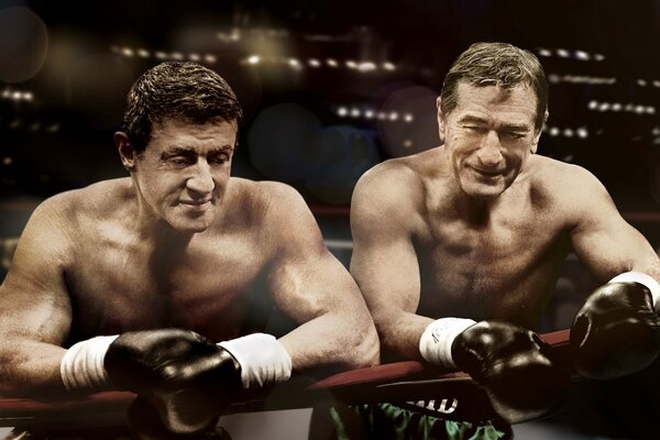 De Niro und Stallone im Ring mit Handschuhen