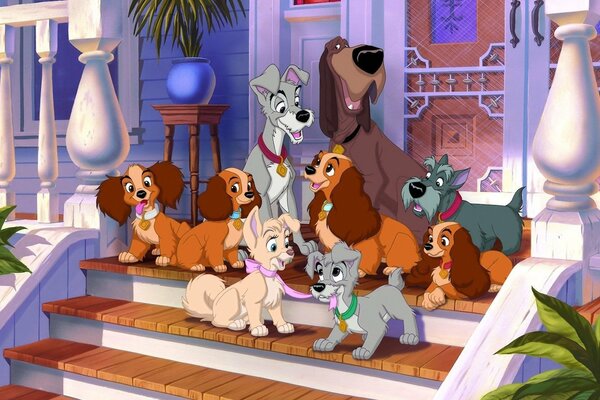 A frame from the cartoon Lady and the tramp 