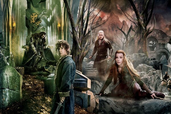 Personajes de la película el Hobbit, fantasía, bosque oscuro