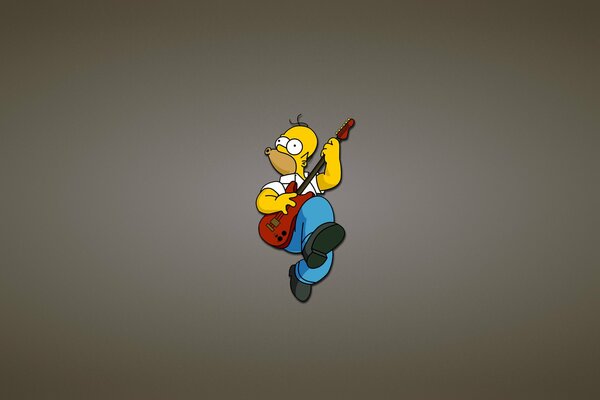 Homer des Simpson joue de la guitare