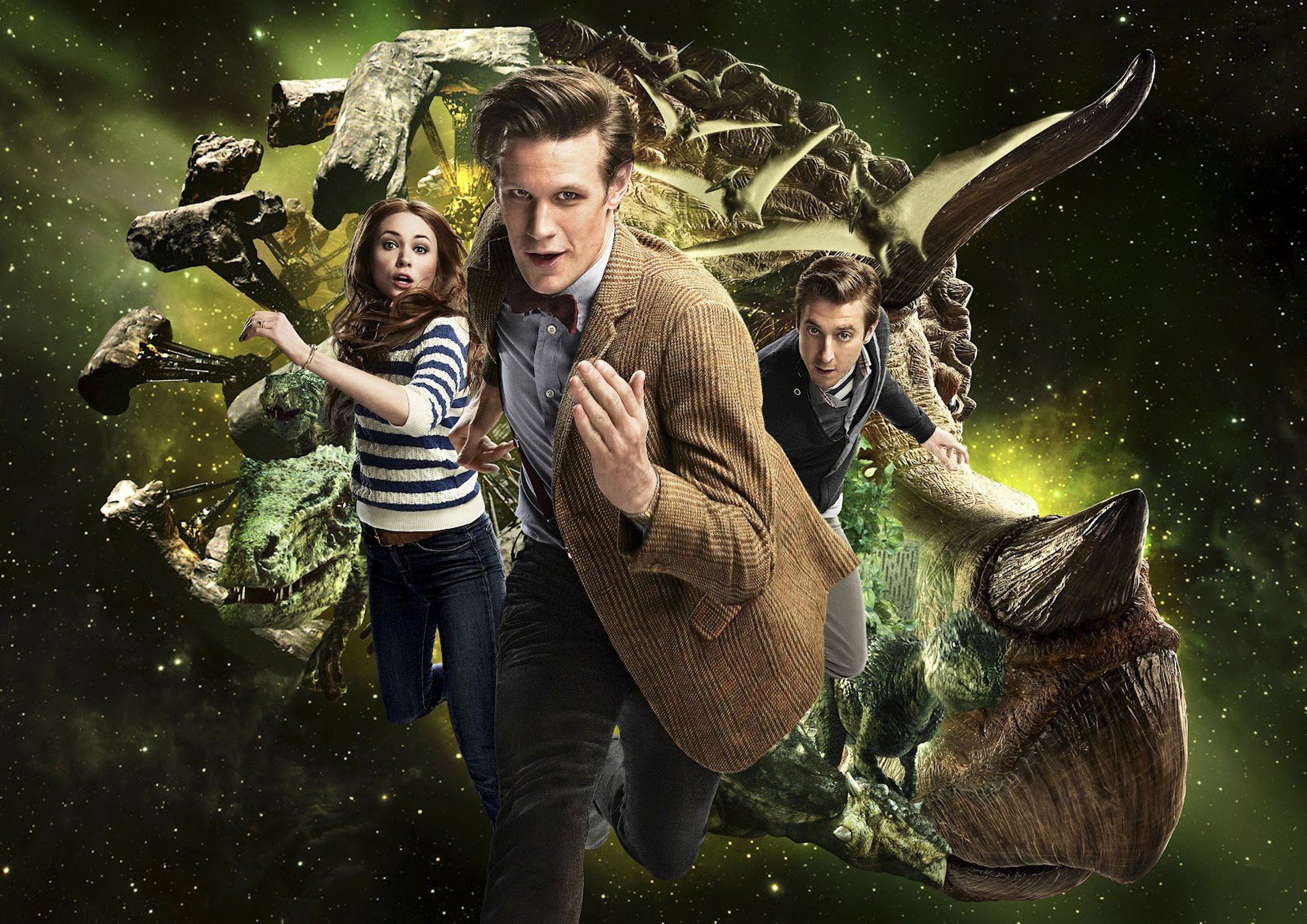 doctor who doctor amy pond amy pond amy arthur darville rory williams rory espacio dinosaurios serie de televisión