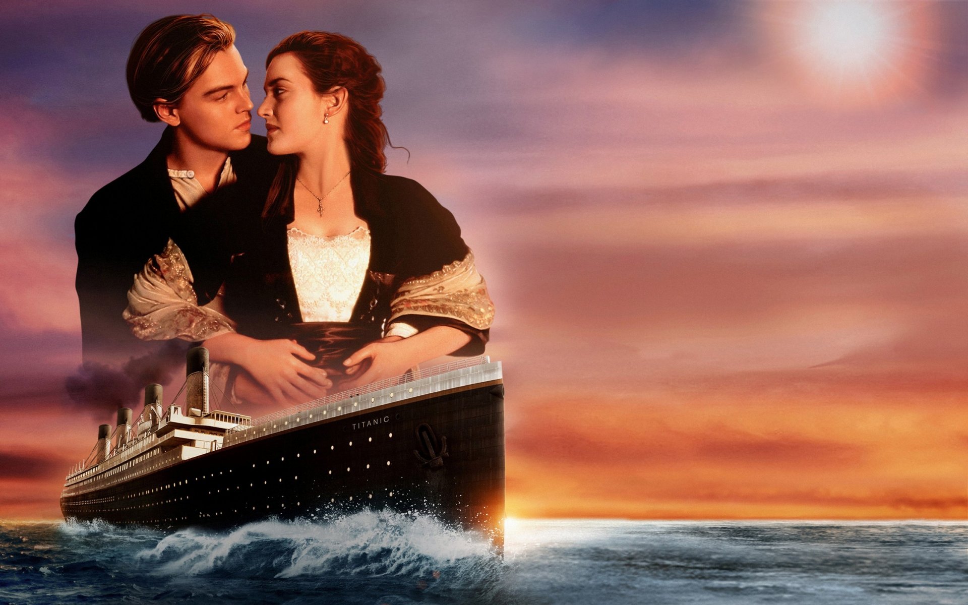 titanic leonardo dicaprio kate winslet love sunset ship leonardo dicaprio couple jack dawson rose