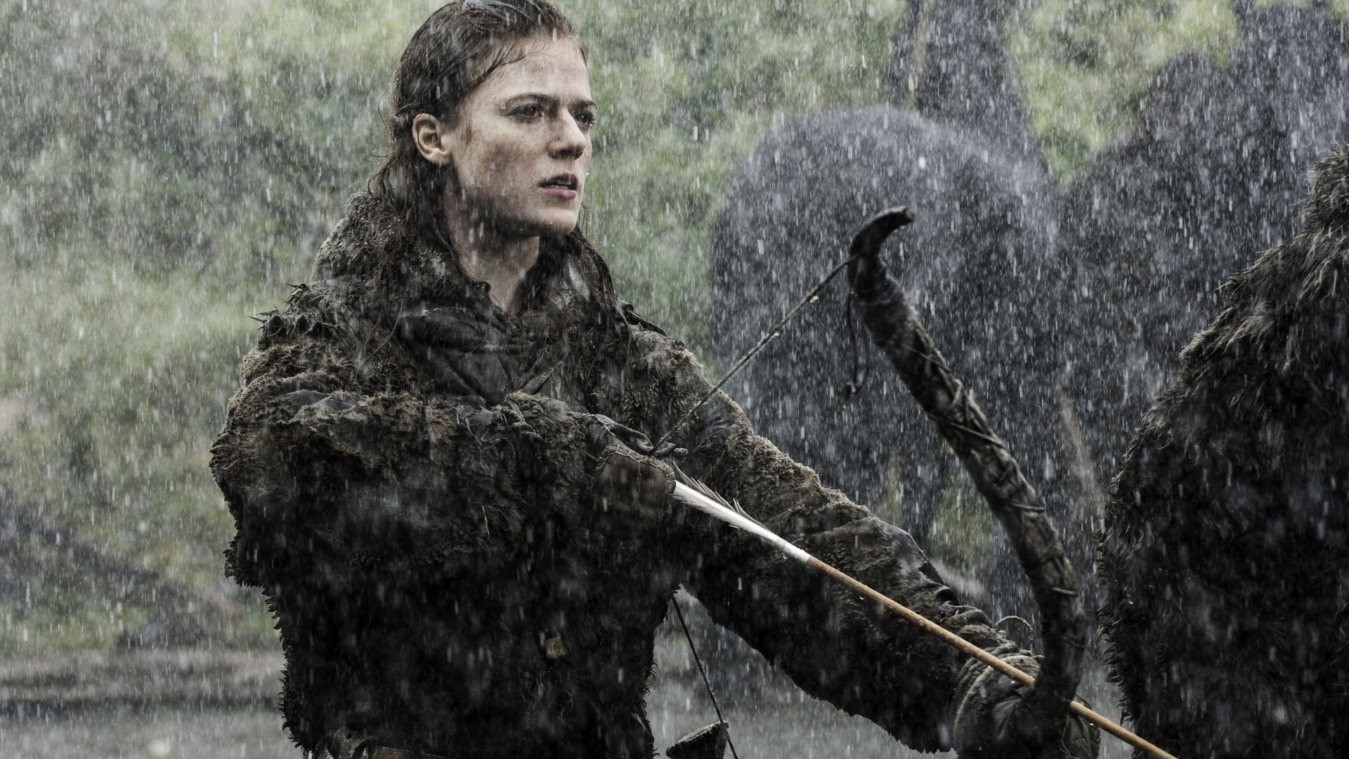 gra o tron ygritte rose leslie dziewczyna deszcz łuk