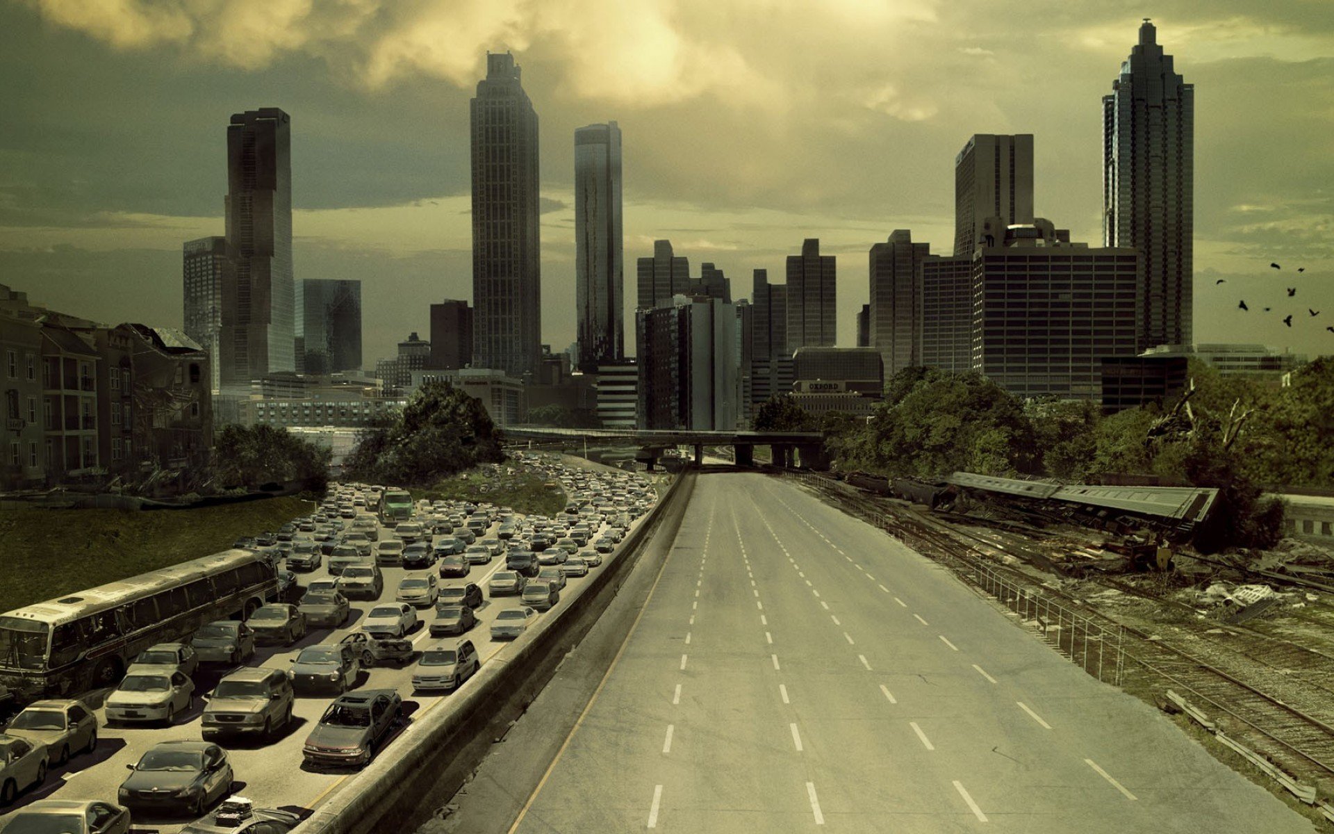 ciudad estados unidos georgia atlanta calle carretera película marco the walking dead devastación vacío