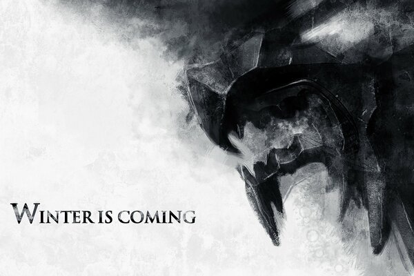 A screensaver from Game of Thrones with the inscription winter is coming