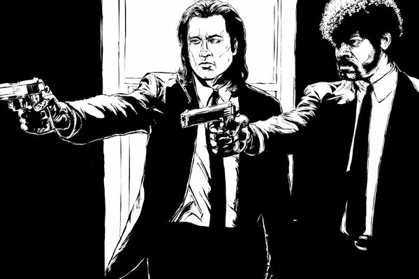 Black and white fan art pulp fiction