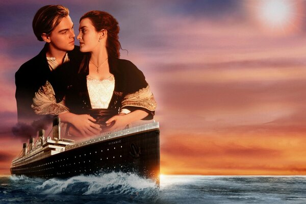 Leonardo DiCaprio y Kate Winslet en el Titanic