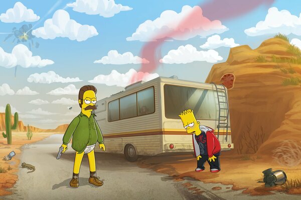 Ned Flanders y el hermano Simpson