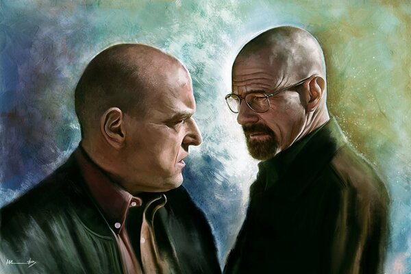 Sketch of walter White and the cop breaking bad