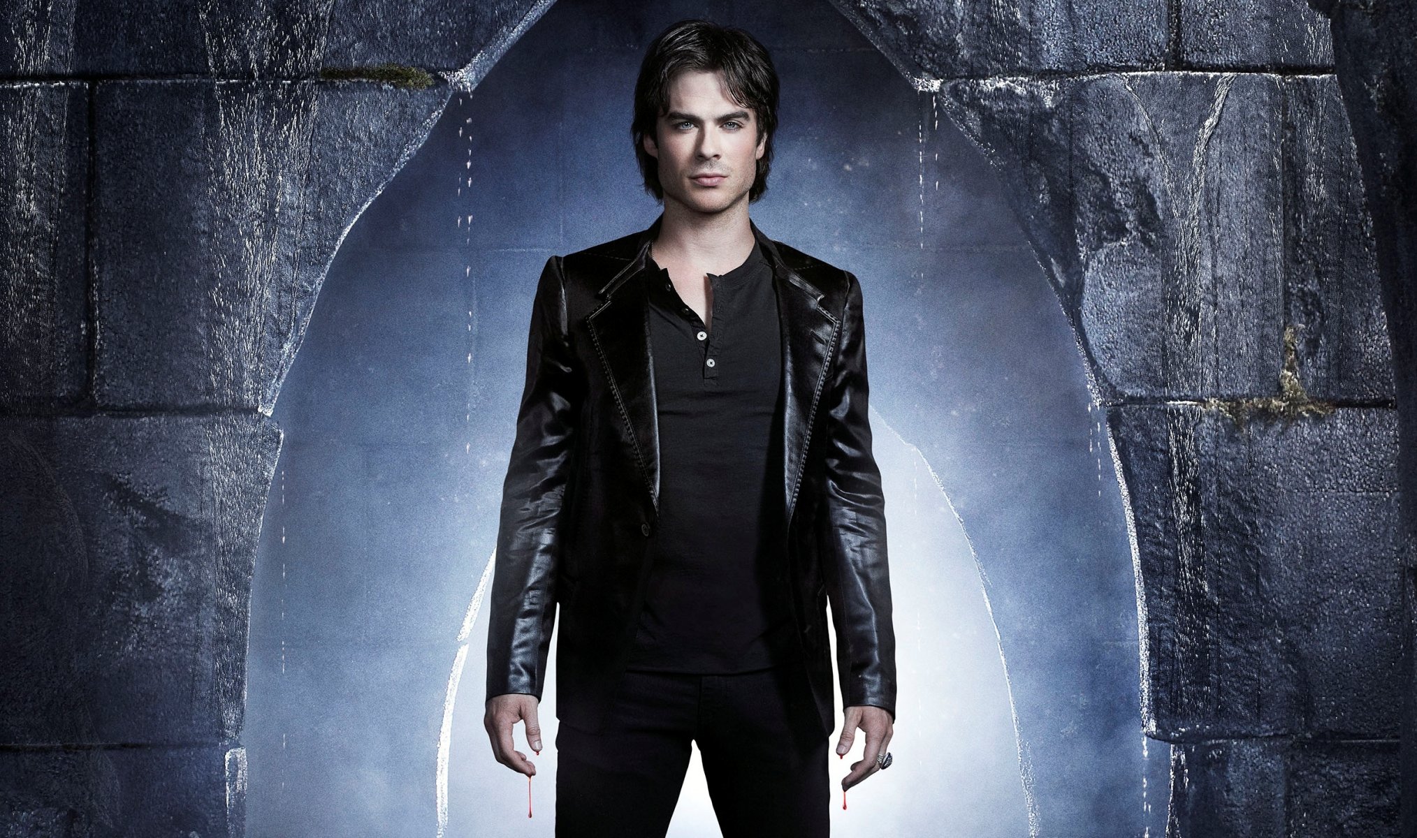 the vampire diaries season 4 TV series damon salvatore damon salvatore actor ian somerhalder ian somerhalder walls jacket blood