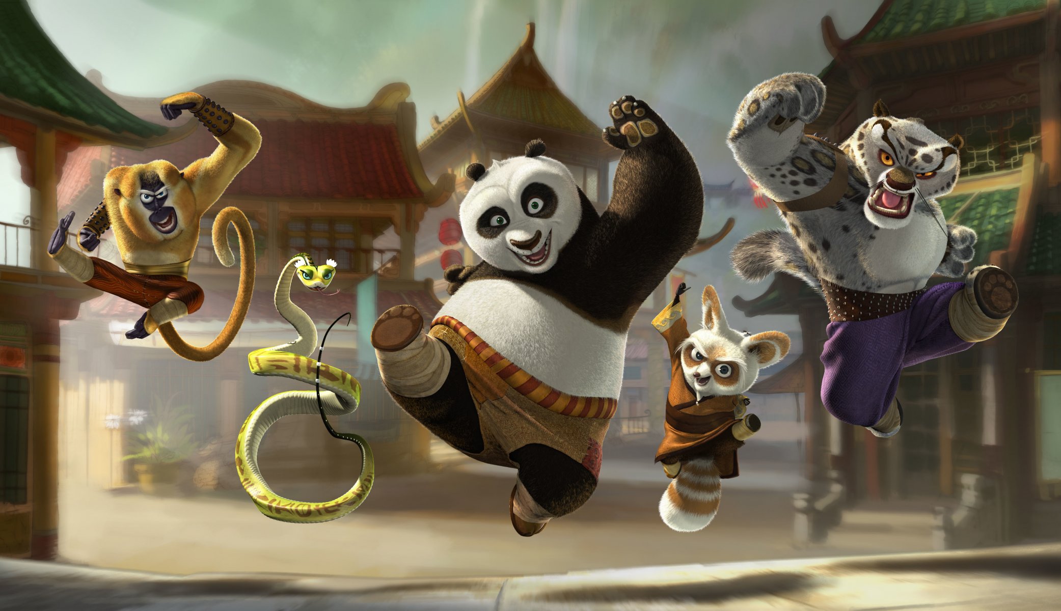 kung fu panda kung fu panda kreskówka po ro mistrz ugwei mistrz oogway tai lung tai lung małpa żmija mistrz żmija