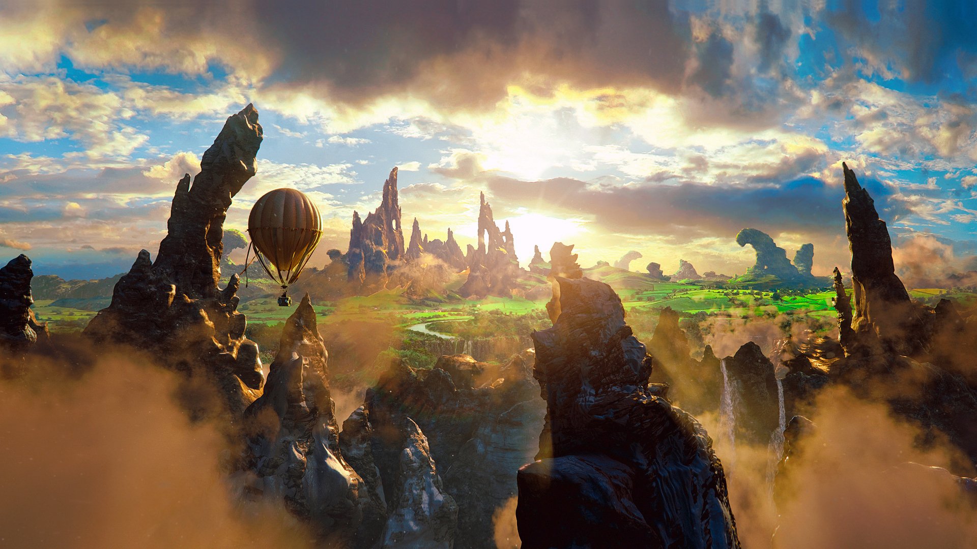 oz: grande y poderoso 2013 película historia globo nubes roca fantasía belleza magia