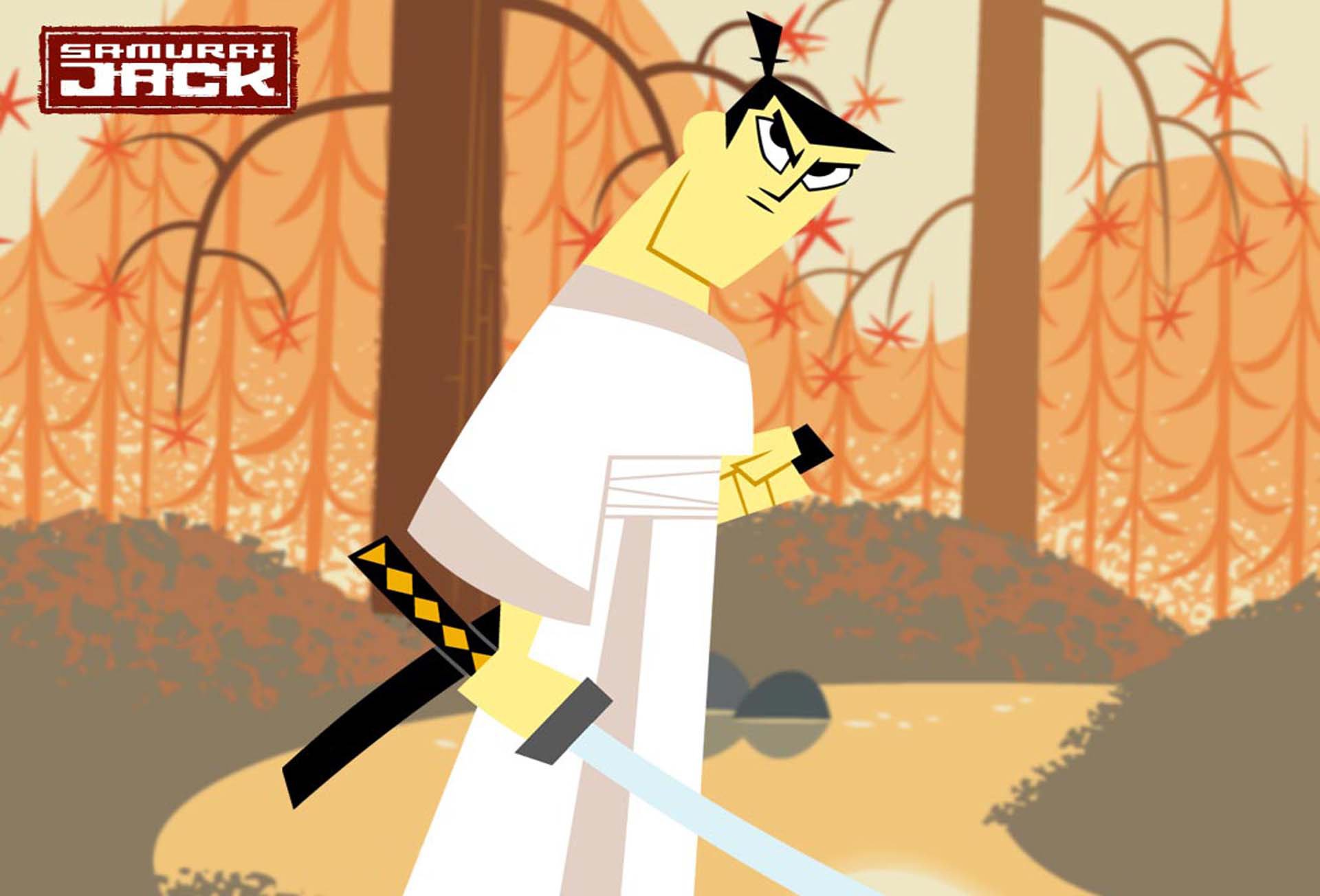 art cartoon samurai jack TV series 2001-2004. drawn with help flash animation fantasy action adventure. evil wizard aku threw warrior samurai by name jack in distant future discipline and loyalty code make jack hero residents but