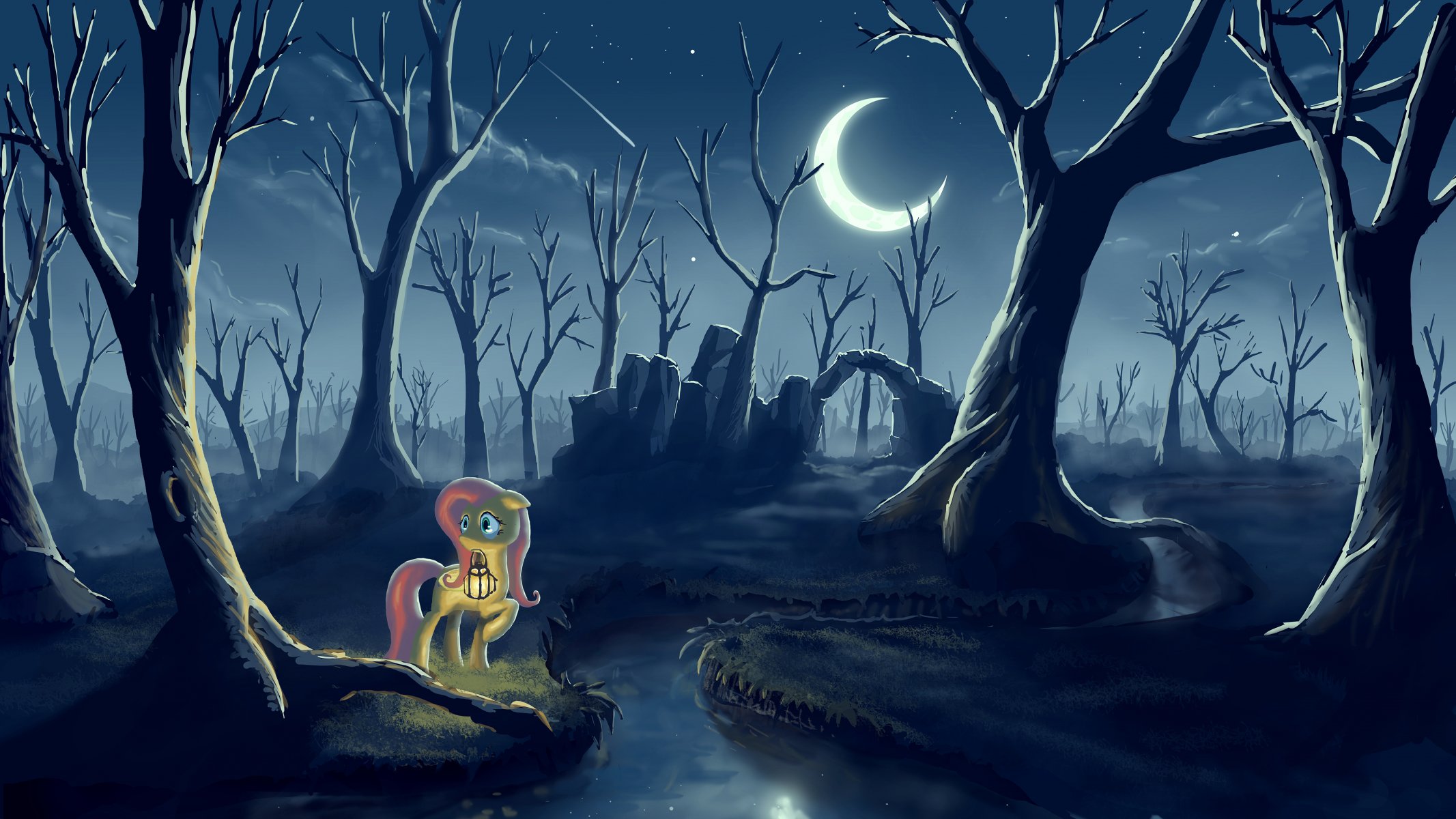 mein kleines pony pony nacht laterne wald mond