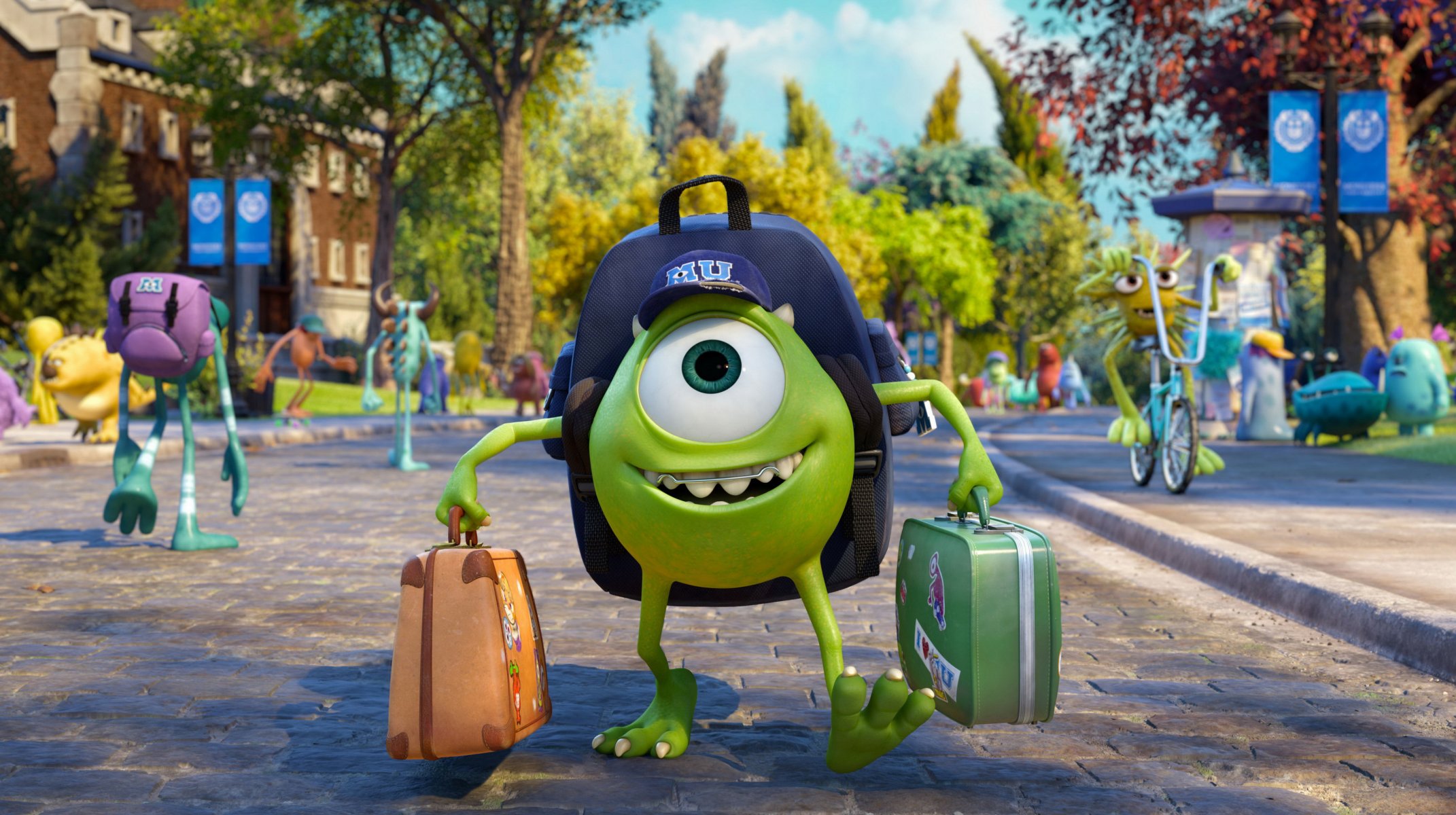 uniwersytet potworów mike wazowski disney pixar walizka czapka radość potwory