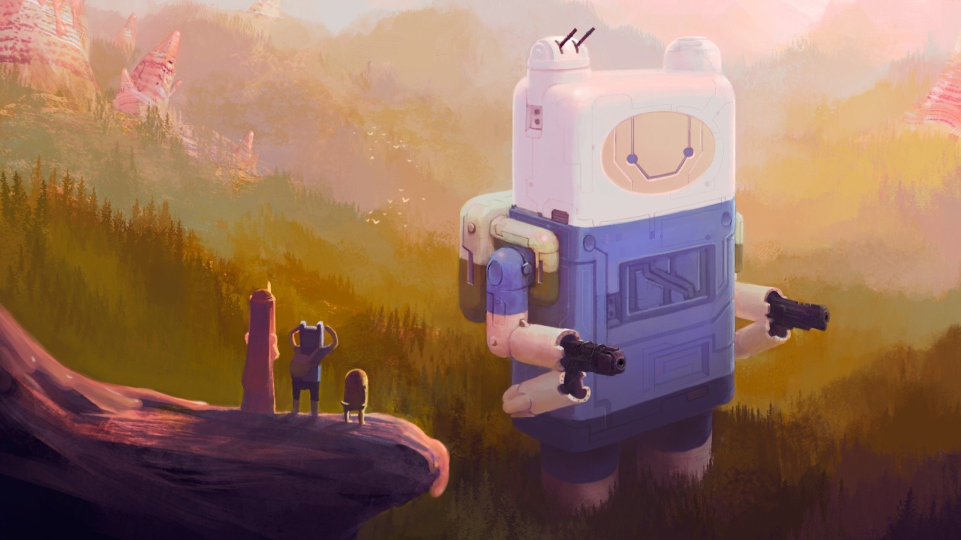 tiempo de aventura tiempo de aventura arte finn princesa chicle nido robot bosque montañas